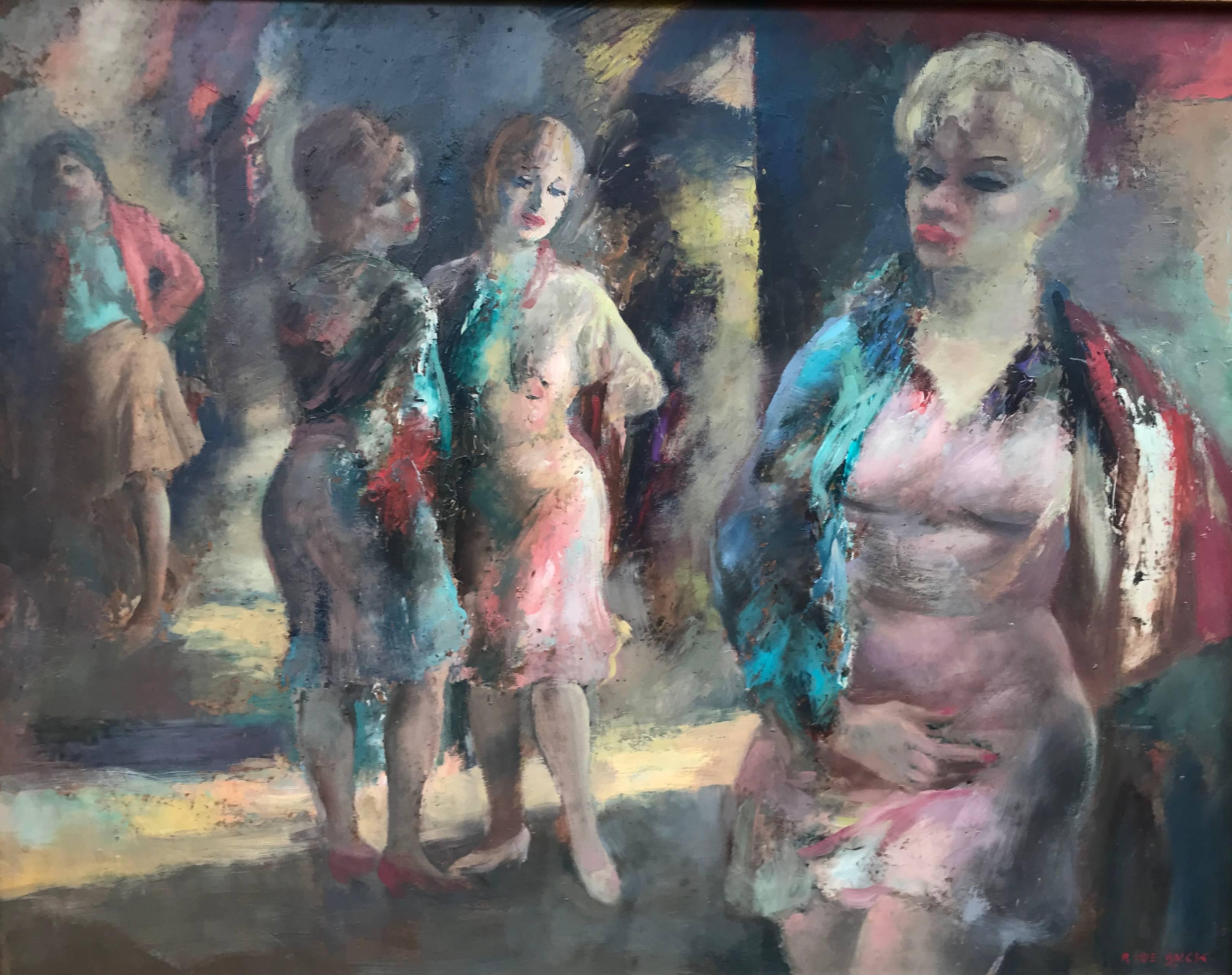 Raphael de Buck Figurative Painting - "Femmes dans la rue"