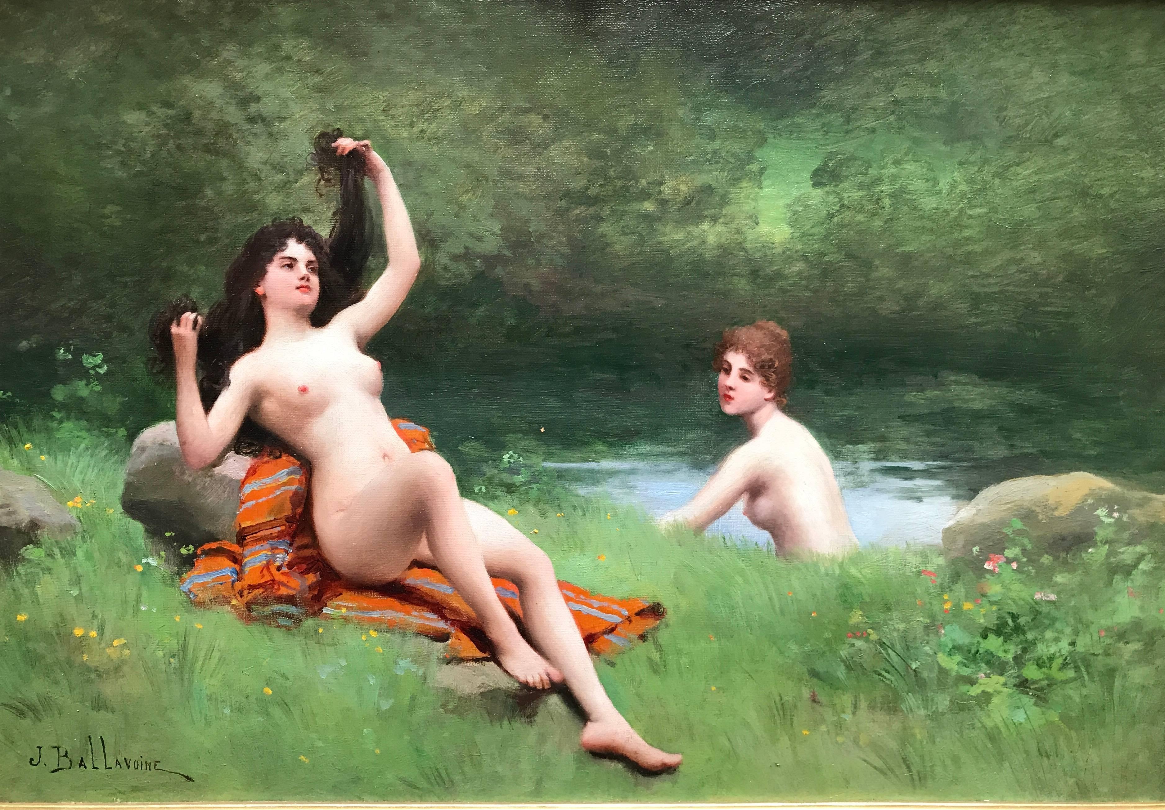 Baigneuses - Painting by Jules Ballavoine