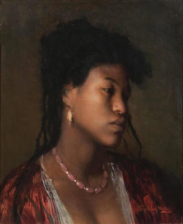 Leopold Carl Muller Portrait of a Woman, Painting at 1stdibs