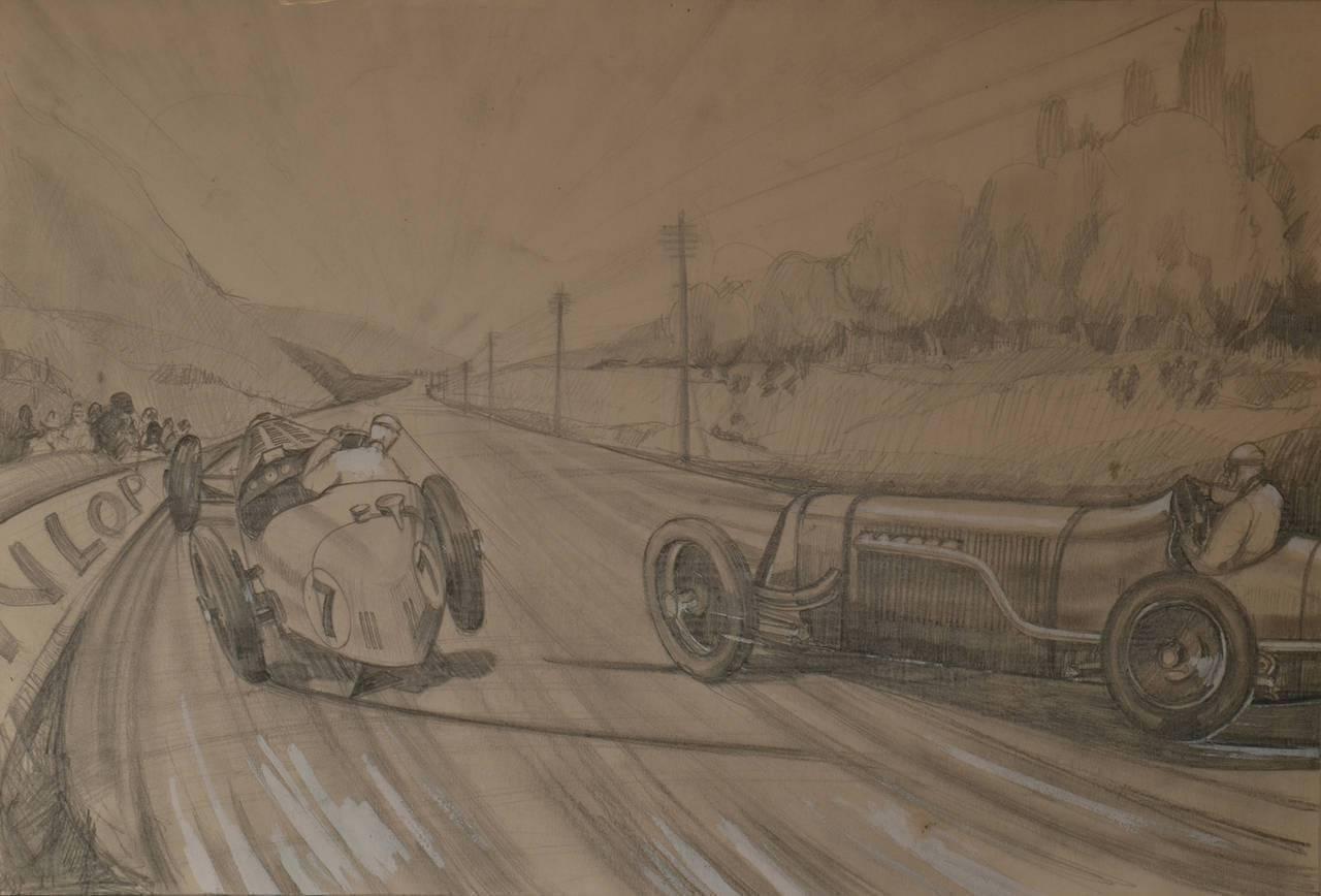 Gerald Mac Spink Figurative Art - Motor Racing