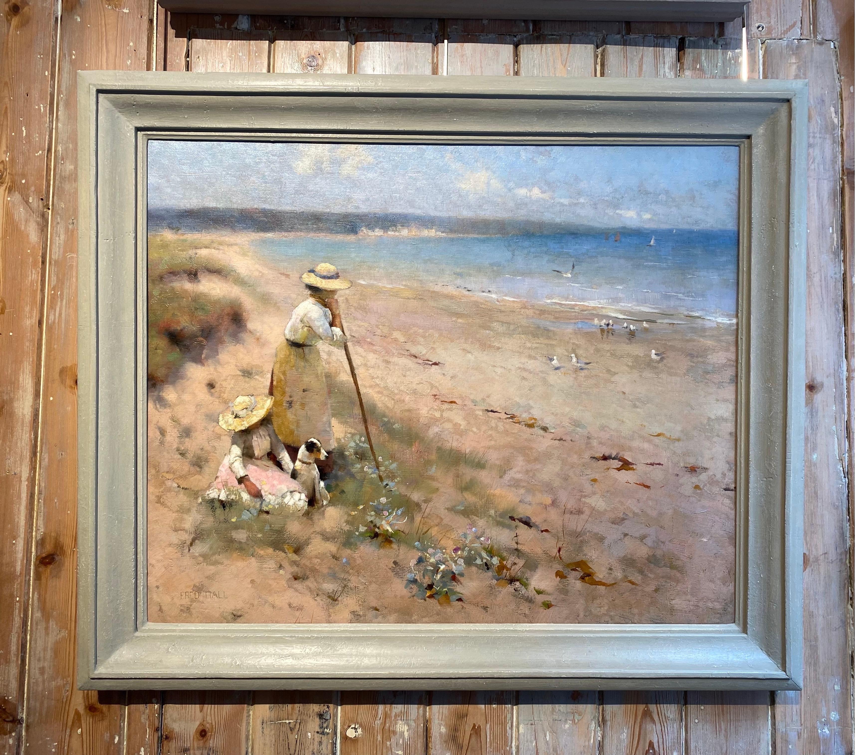 Nebbia d'estate, dipinto di paesaggio a olio dell'inizio del XX secolo - Landscape Painting Marrone di Fred Hall