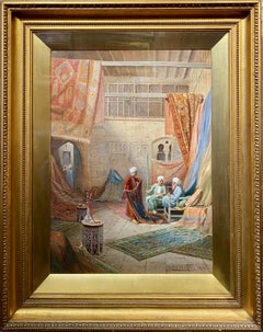 The Carpet Bazaar, 19th Century Orientalist Watercolour and bodycolour