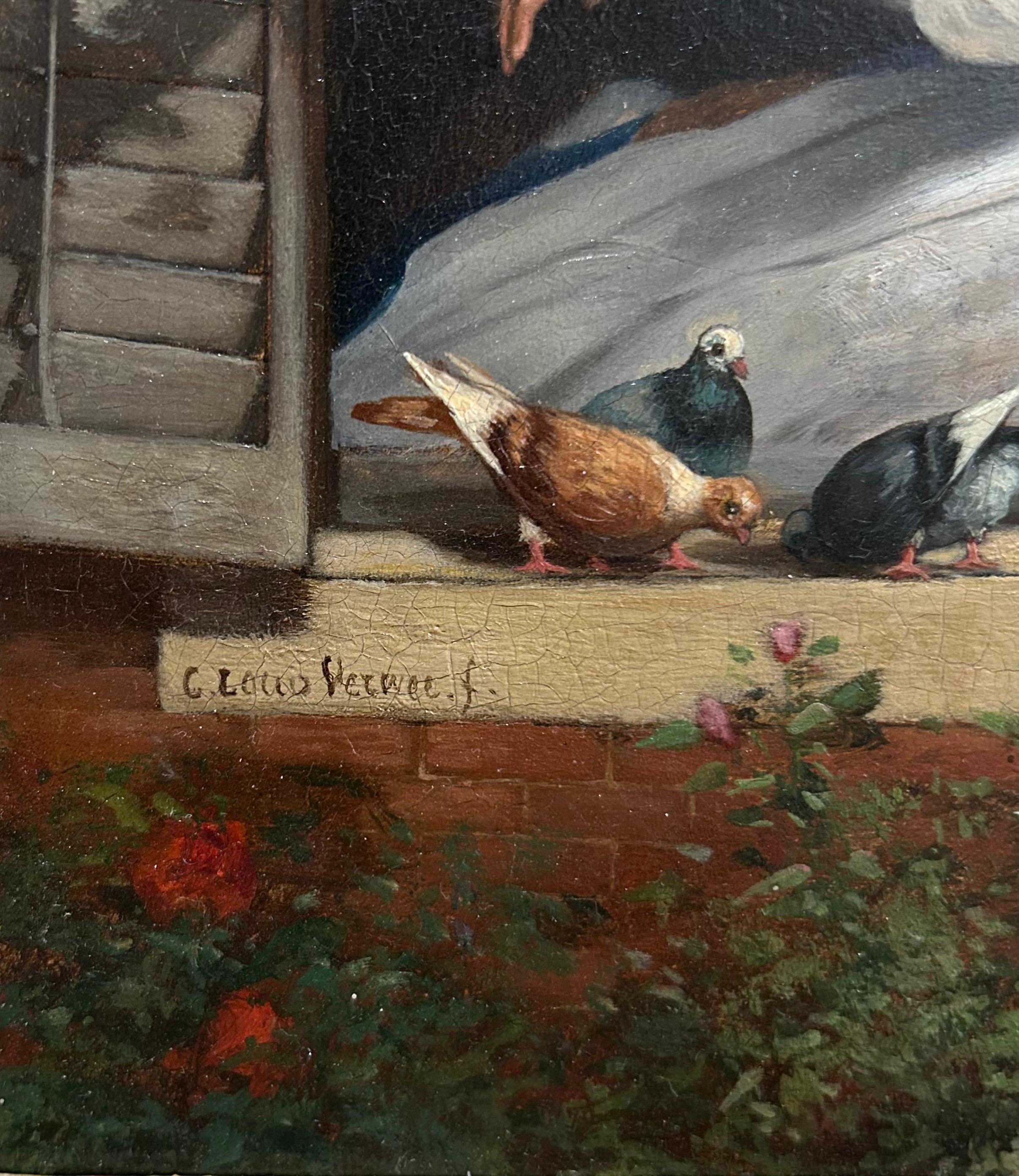 Un giorno d'estate - Figurative Painting Nero di Charles Louis Verwee 