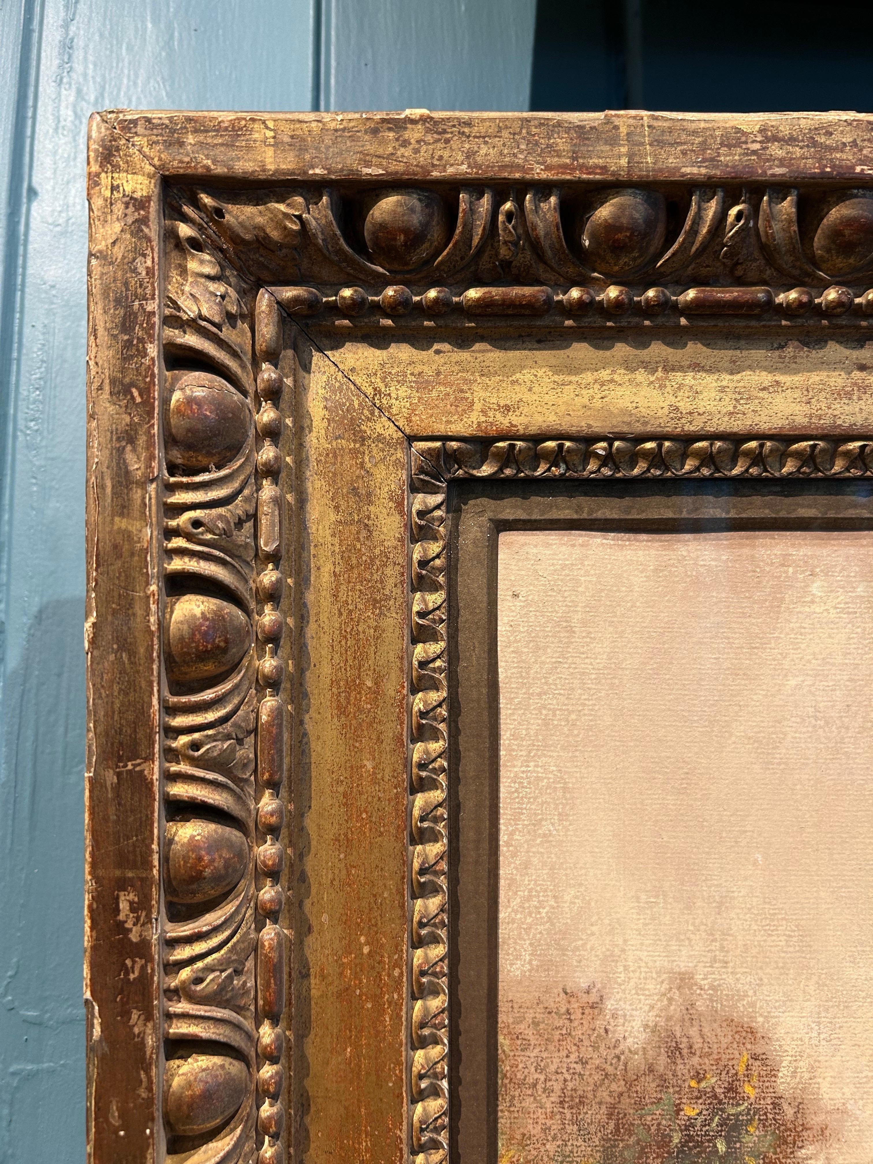 L'eglise de Mézy-Moulins, Paesaggio francese a pastello del XIX secolo, firmato e datato 1921 in vendita 5