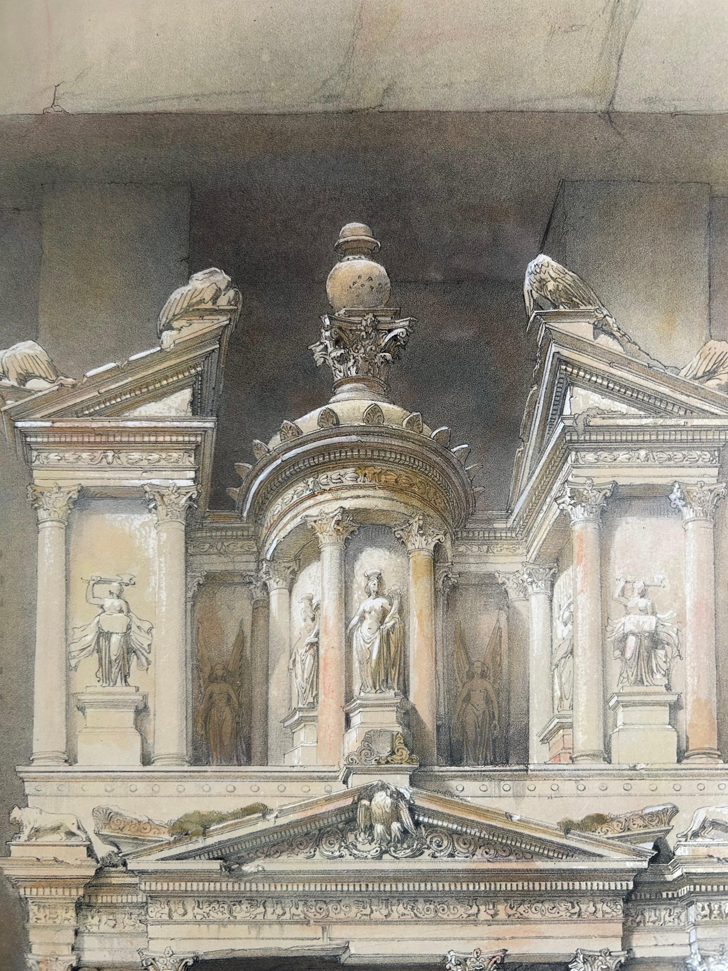 EL KHASNE, Lithographie orientaliste du milieu du XIXe siècle - Marron Landscape Print par David Roberts