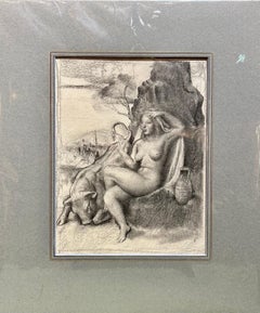 Europa and the Bull, 20th Century British Graphite Drawing, Signed