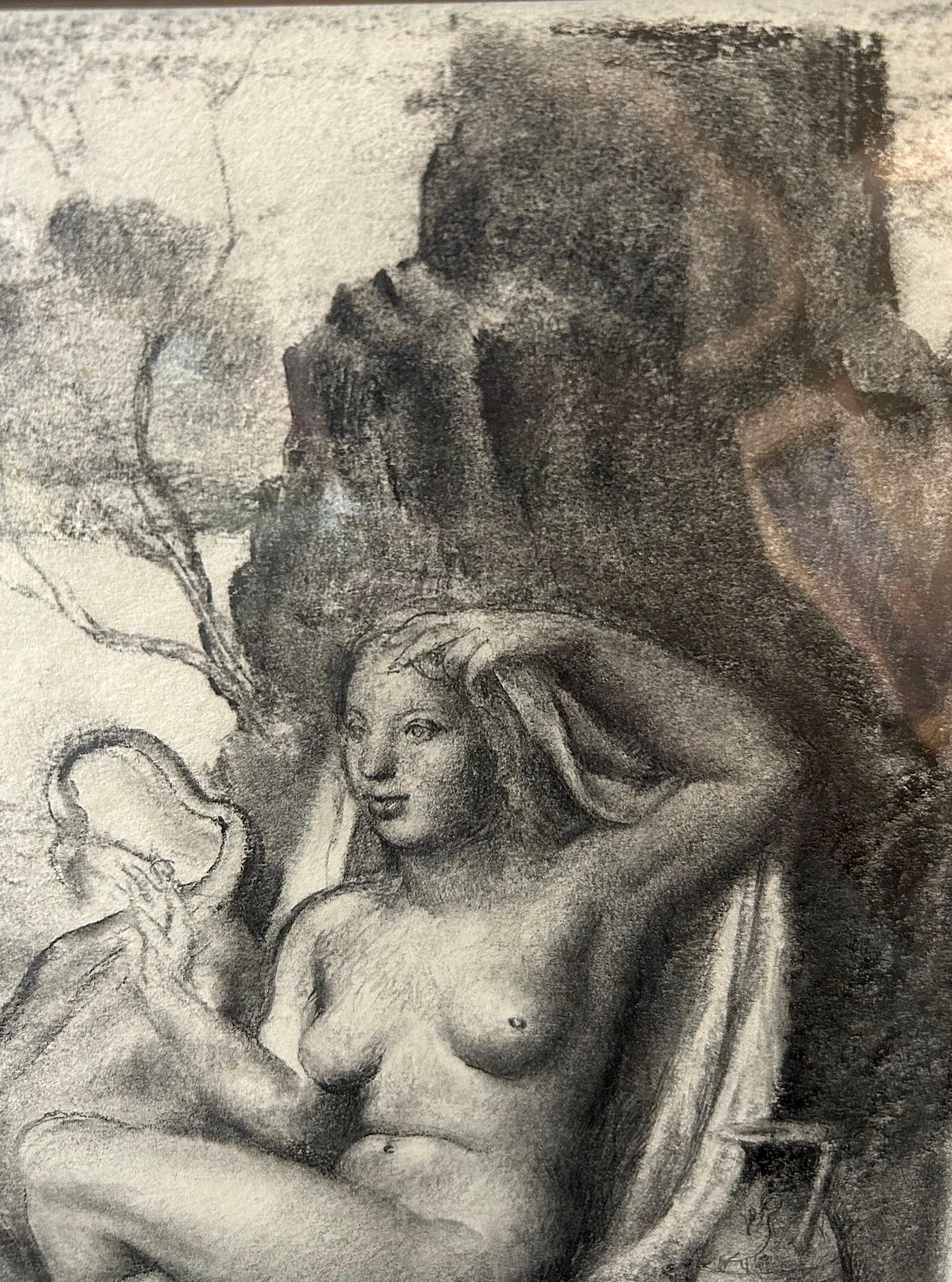 Europa and the Bull, dessin en graphite britannique du 20e siècle, signé - Marron Figurative Art par Victor Hume Moody