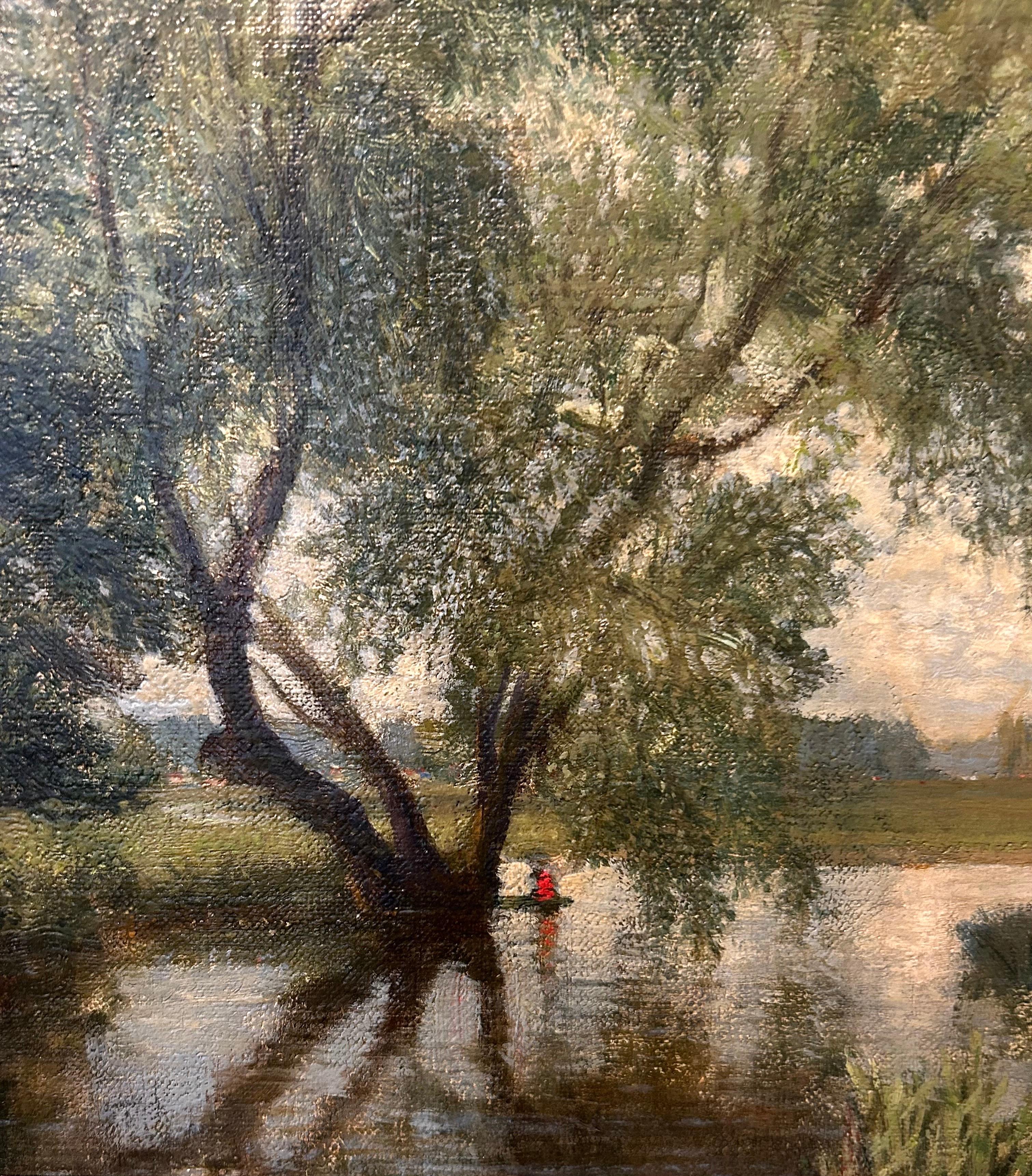 Ein Weidenbaum -  Britische Landschaft, 20. Jahrhundert, Öl im Angebot 3