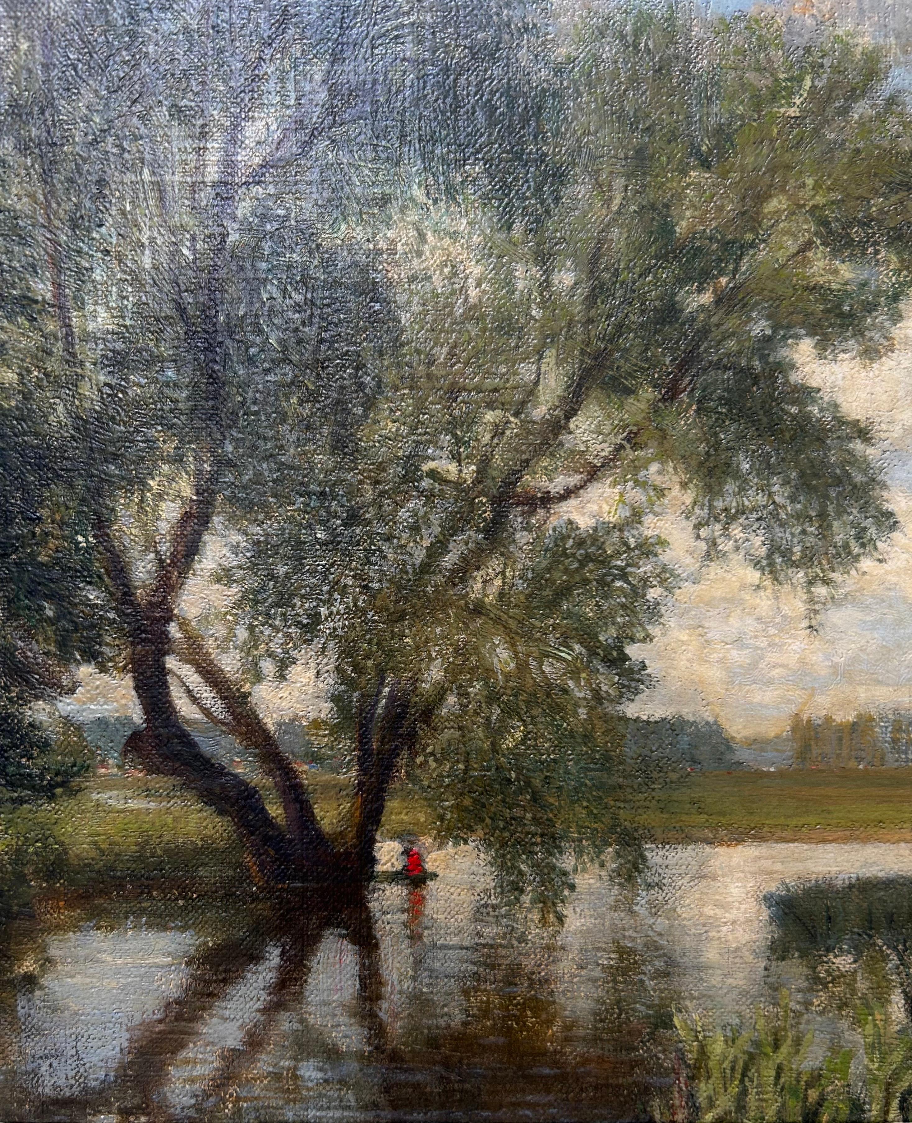 Ein Weidenbaum -  Britische Landschaft, 20. Jahrhundert, Öl im Angebot 6