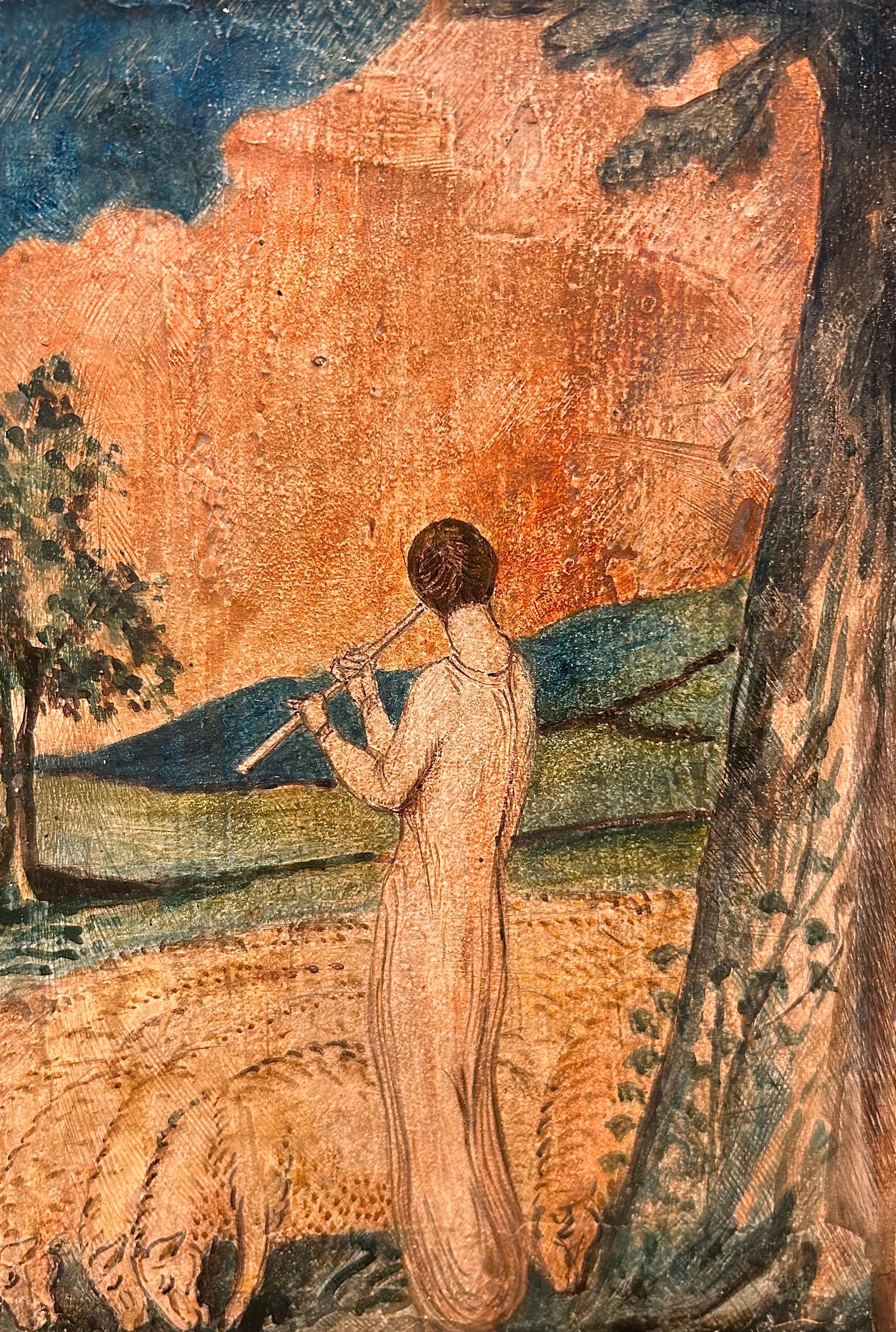 The Shepherd, English Victorian 19th Century Egg Tempera 1