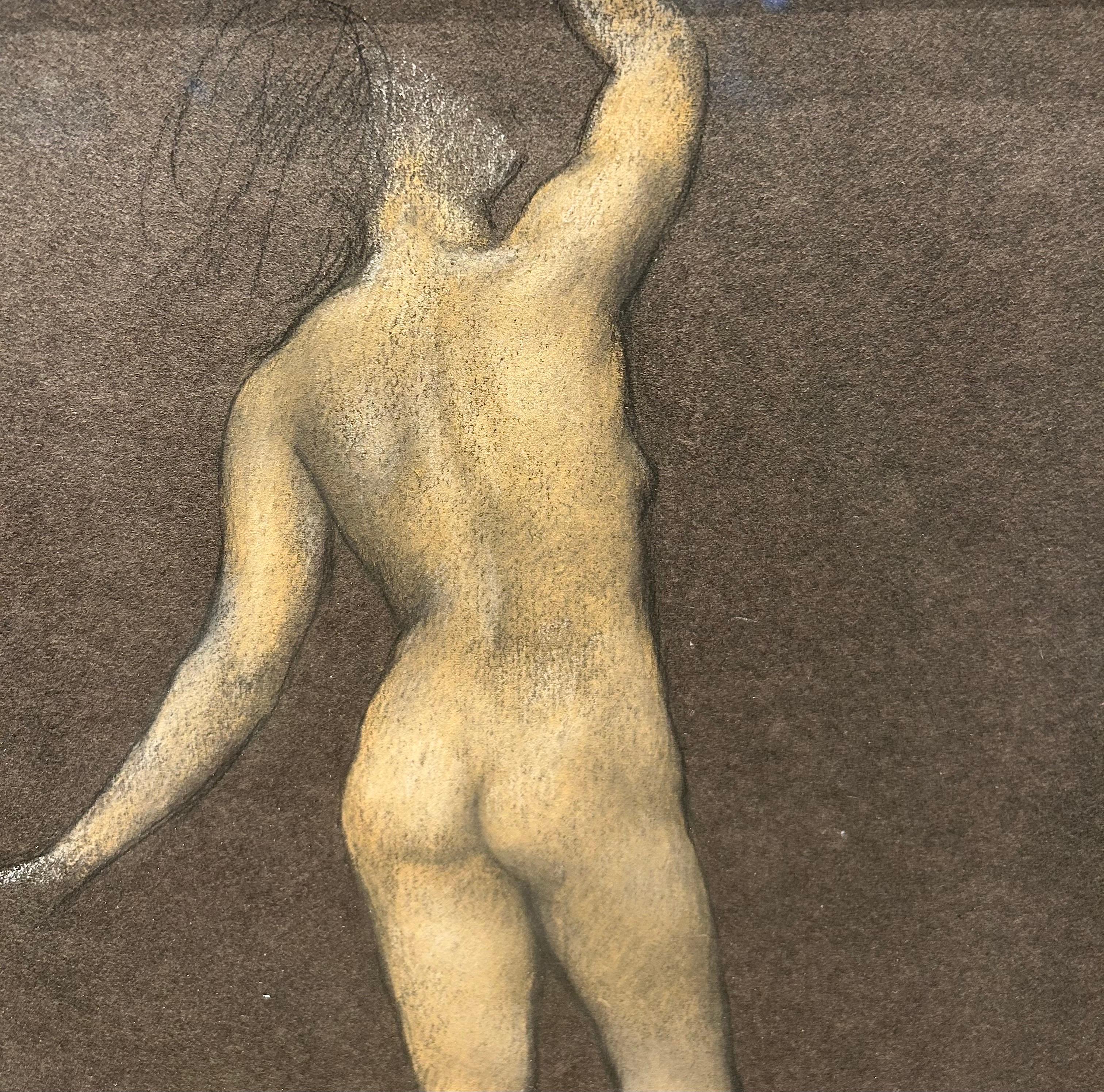 Estudio de un desnudo femenino de pie - Nude Negro de Evelyn de Morgan