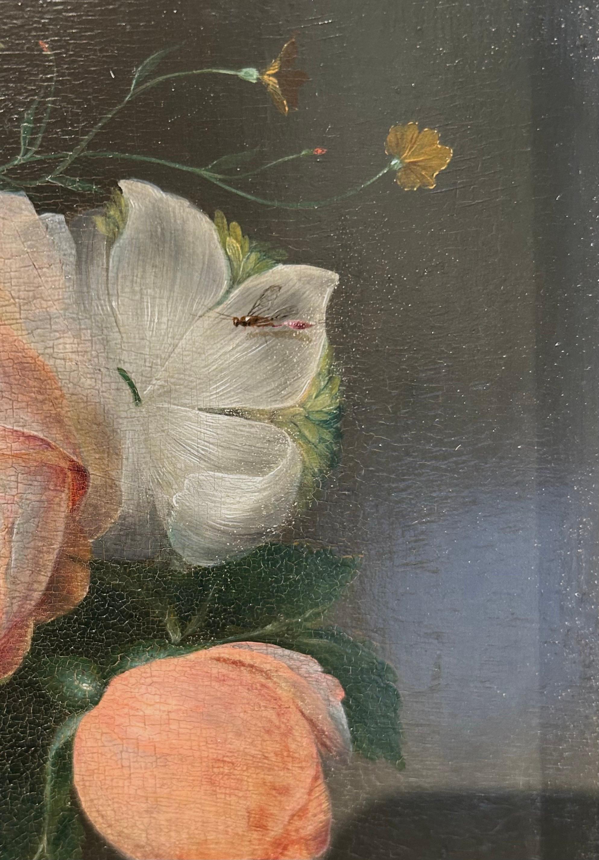 Stillleben mit Rosen in einer Glasvase im Angebot 6