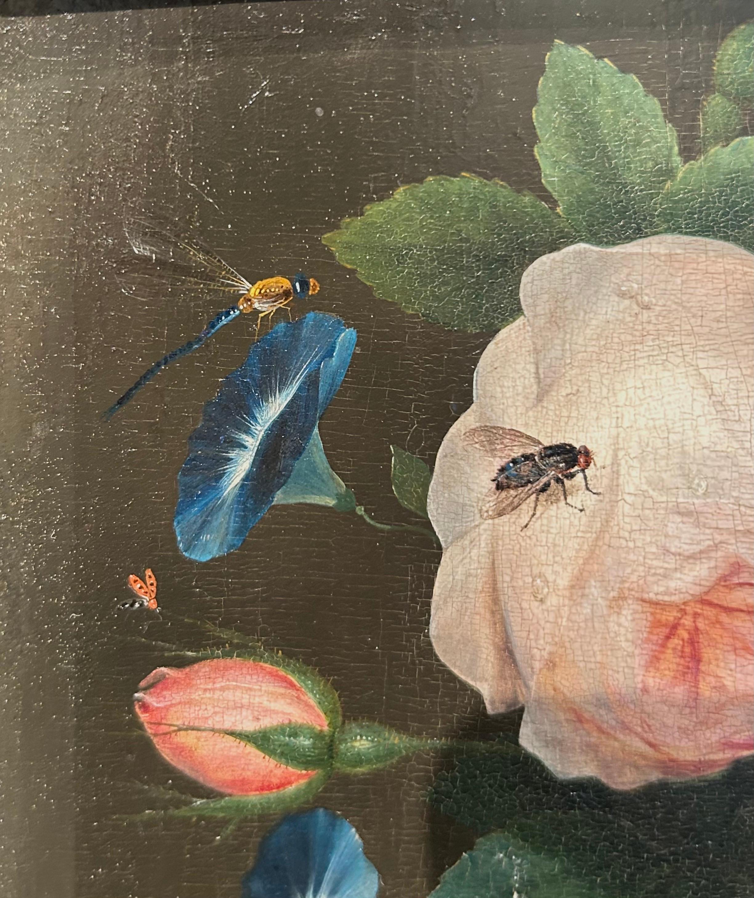 Stillleben mit Rosen in einer Glasvase im Angebot 7