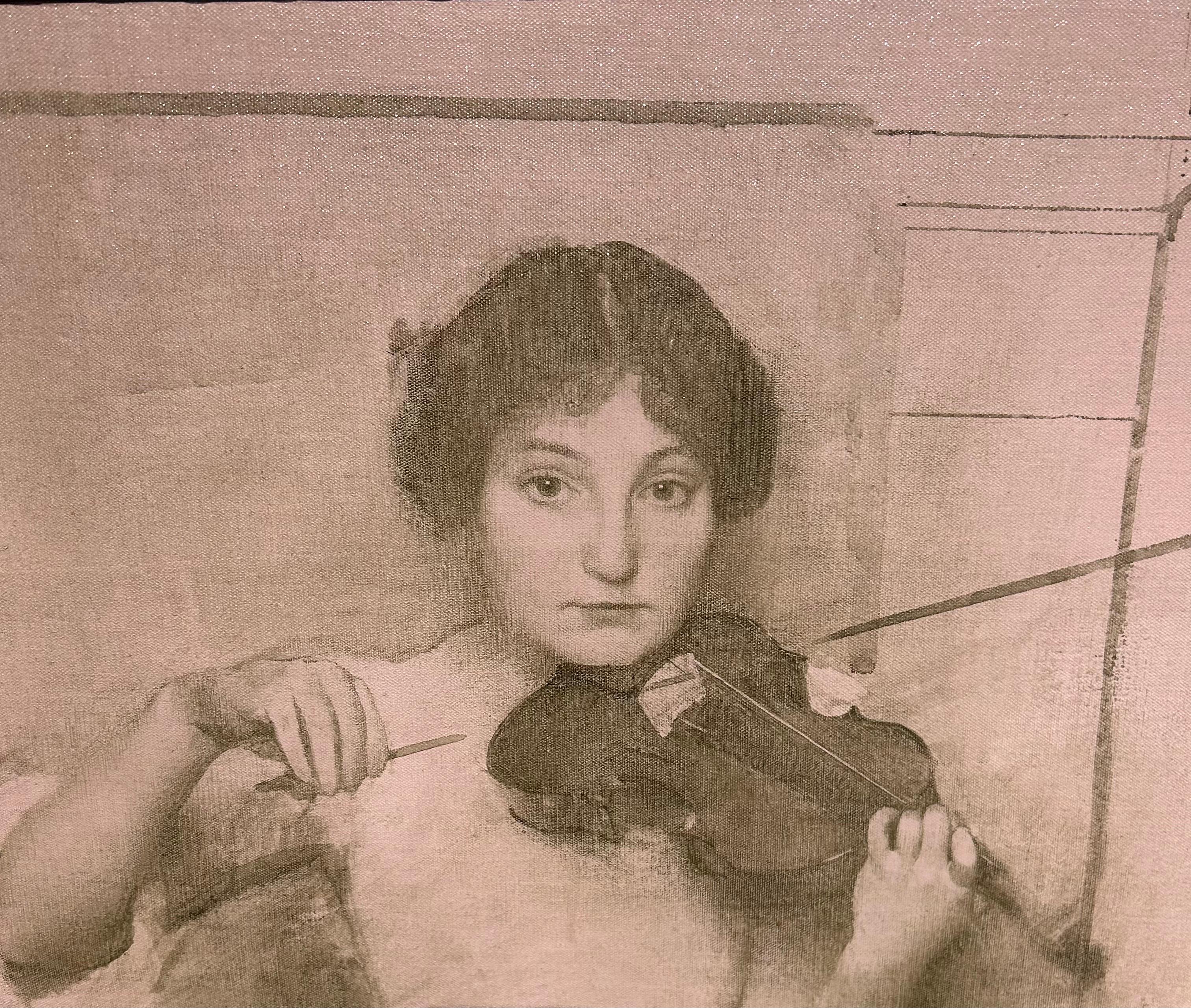 Study of the Violinist for Holy Motherhood, vorraffaelitische Malerei, Newlyn-Schule, Öl im Angebot 1