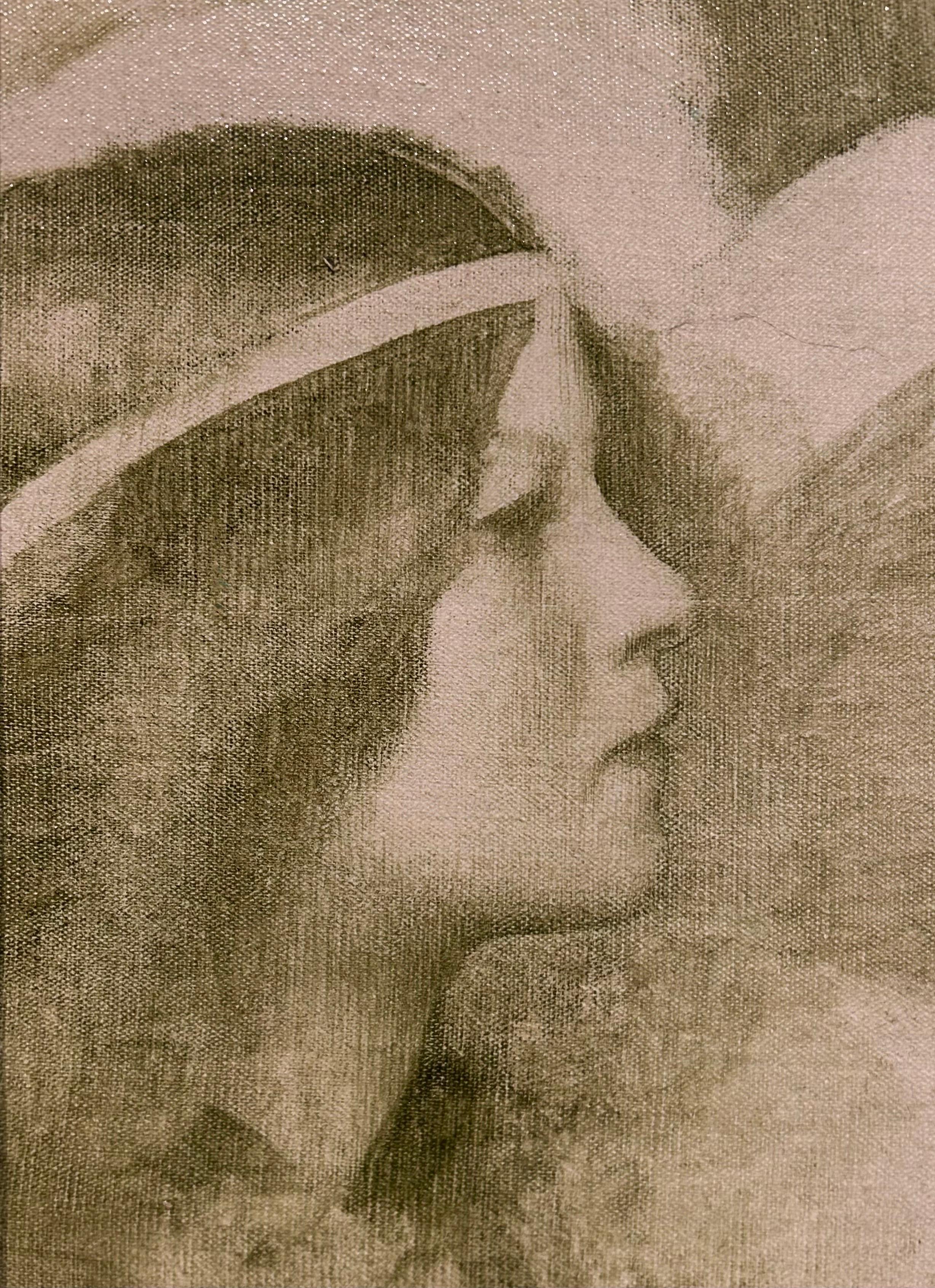 Study of the Violinist for Holy Motherhood, vorraffaelitische Malerei, Newlyn-Schule, Öl (Grau), Portrait Painting, von Thomas Cooper Gotch