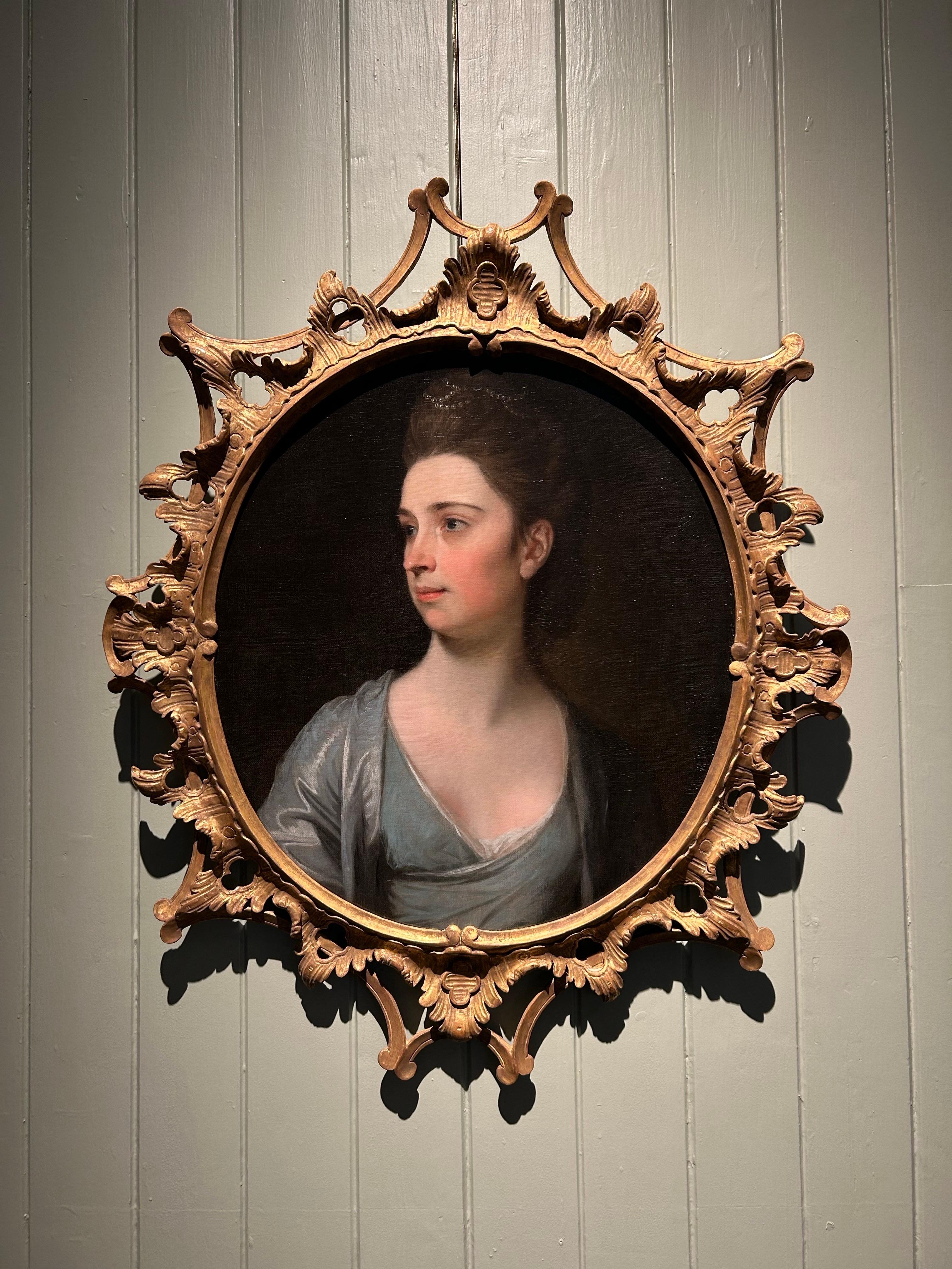 Portrait d'une dame, huile sur toile, 18e siècle anglais Peinture - Painting de George Romney