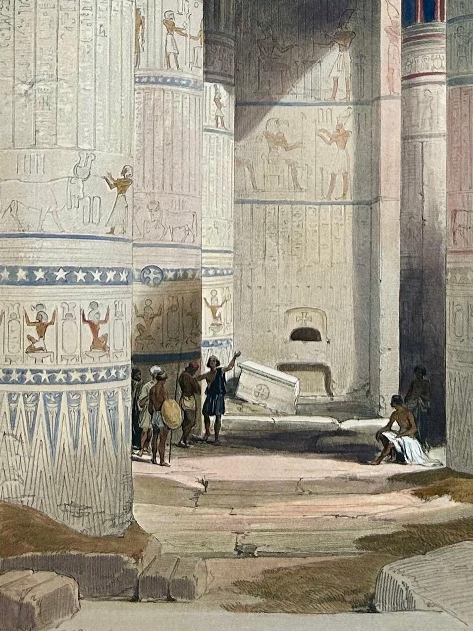 Blick unter den großen Portikus des Tempels, Philae (Realismus), Print, von David Roberts