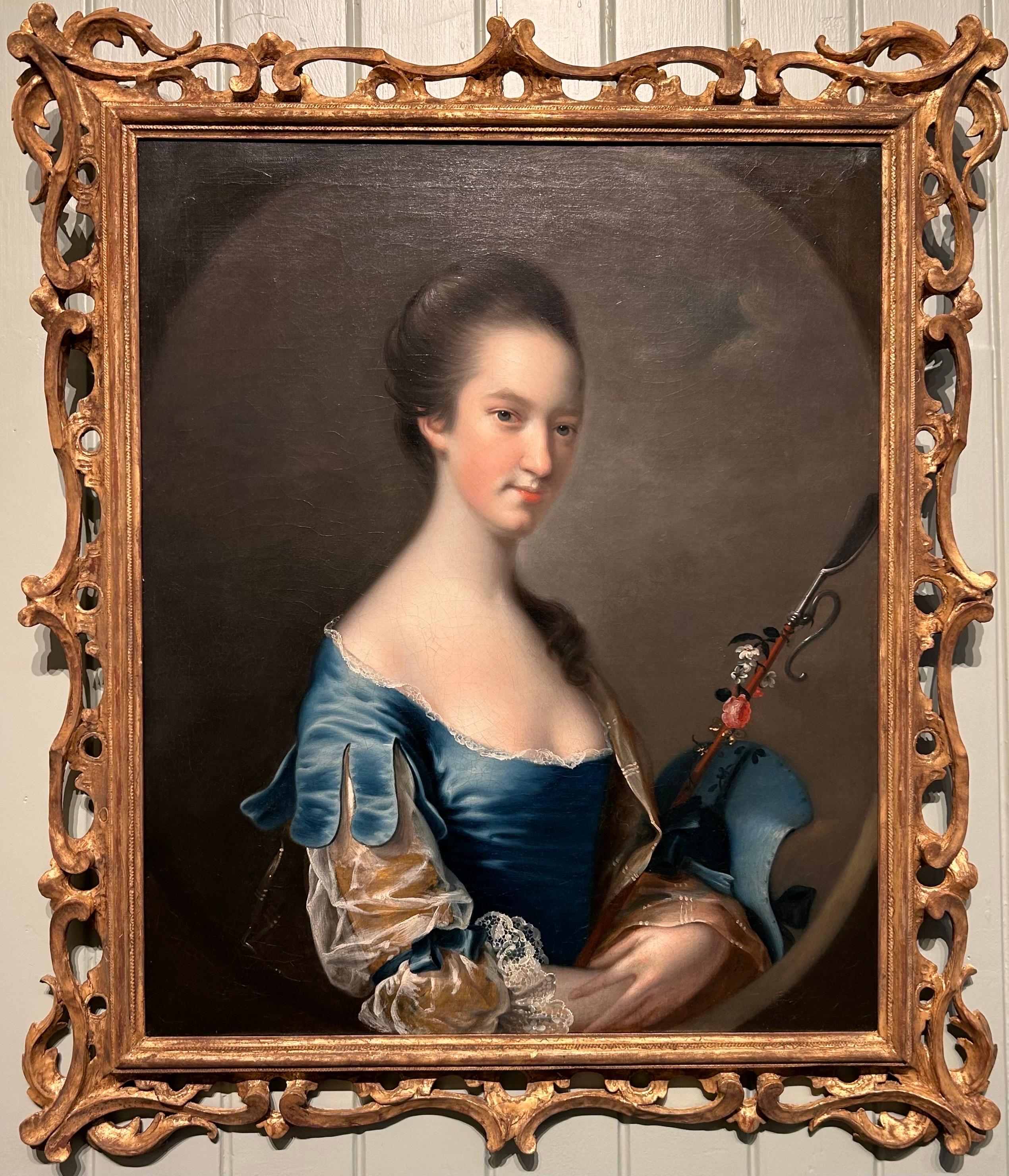 Portrait Painting de Joseph Wright of Derby - Retrato de una dama con un cayado de pastor