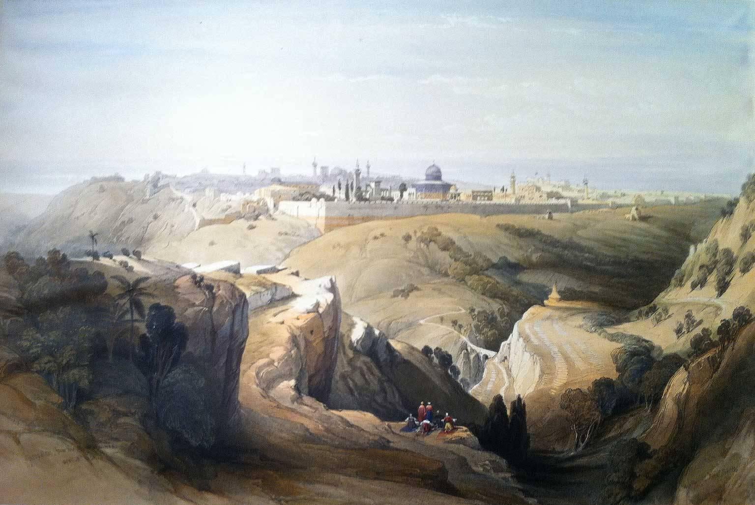 David Roberts Landscape Print - JERUSALEM FROM THE MOUNT OF OLIVES