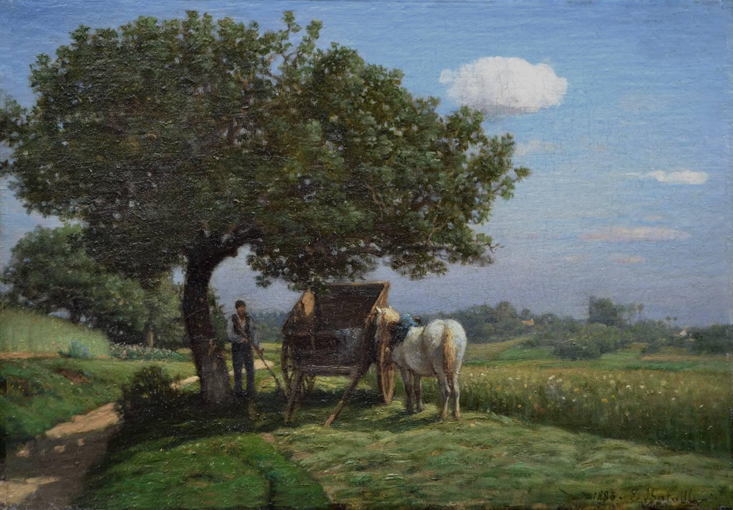 E. Batailley Landscape Painting - The Summer Harvest