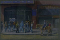 Fulham Broadway, artiste anglais du 20e siècle, signé et daté 1975