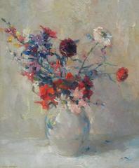 Vintage Armin Hansen, Floral Still Life, American Impressionist Oil Painting circa 1930s