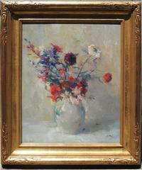 Armin Hansen, Floral Still Life, American Impressionist Oil Painting circa 1930s