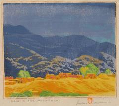 Gustave Baumann “Rain in the Mountains” Color Woodblock Print dated 1956