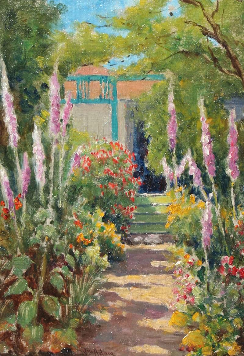 William Constable Adam Landscape Painting - William Adam “Pacific Grove Garden” Early California Oil painting circa 1910