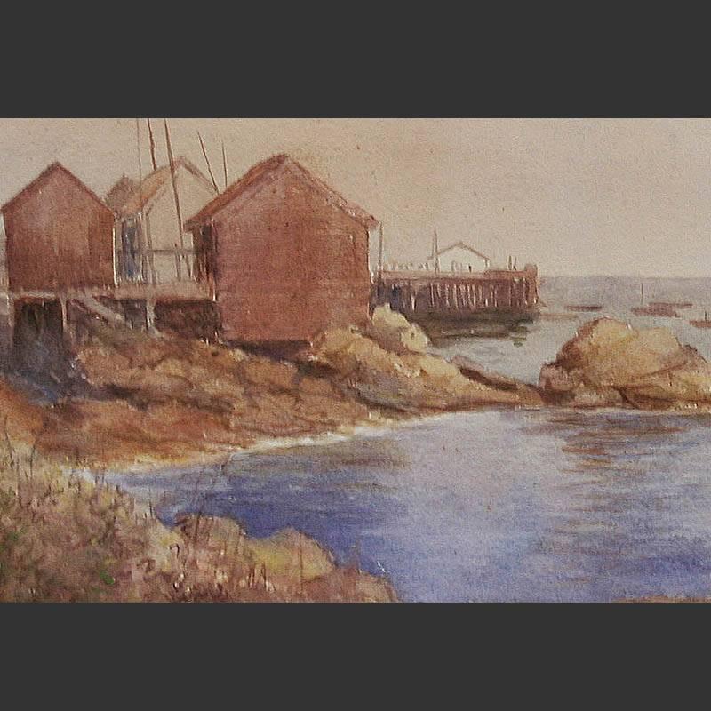 “Chinese Fishing Village, Monterey, 1900” Watercolor by Harry Stuart Fonda For Sale 2