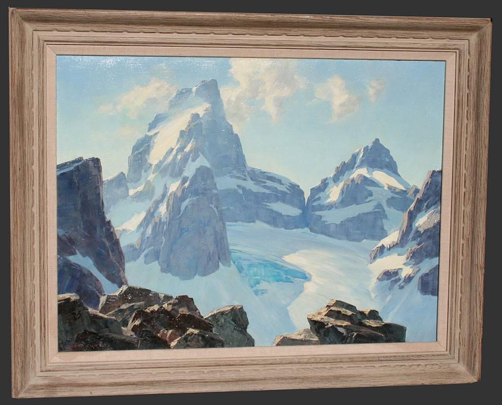 “Landscape in the Tetons” Original Oil painting circa 1930's by Leland Curtis For Sale 1