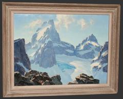 “Landscape in the Tetons” Original Oil painting circa 1930's by Leland Curtis