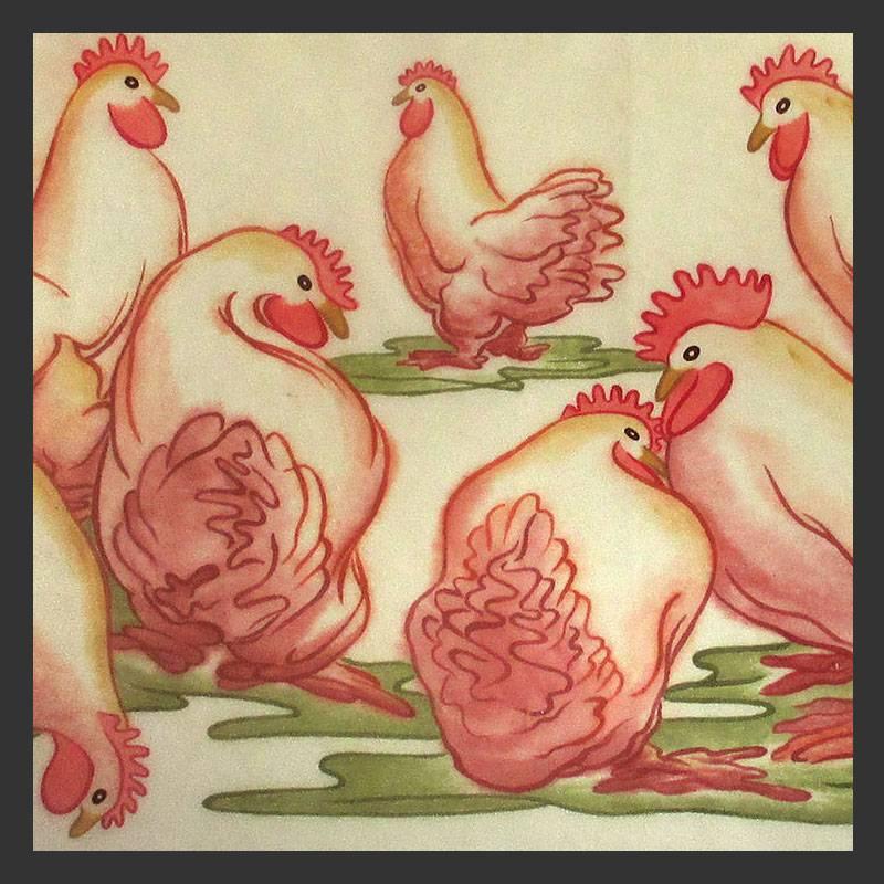 Jacqui's Chickens - Beige Animal Art by Zama Vanessa Helder