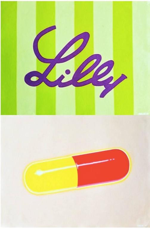 Michael Alig - Green Striped Lilly/Pill Diptych For Sale at 1stDibs