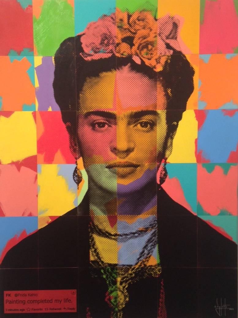 Frida Kahlo - Painting completed my life - Mixed Media Art by Alejandro Vigilante