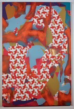 Zeke Williams, Chicken Fight, contemporary abstract acrylic on canvas