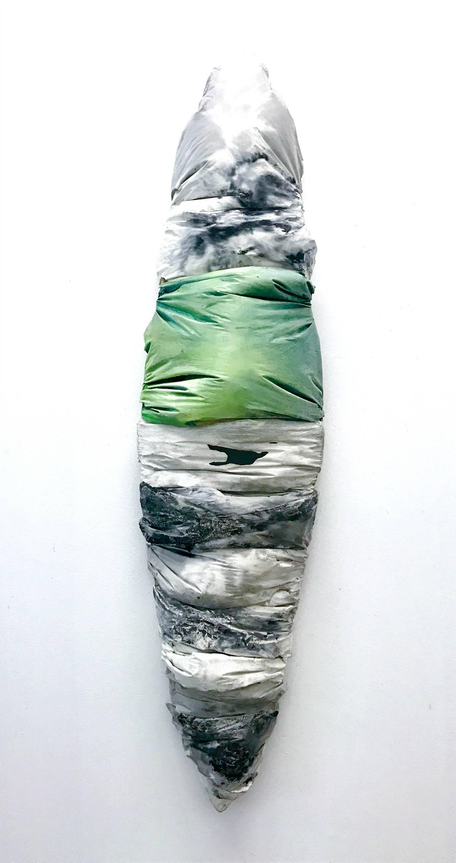 Alison Jardine  Abstract Sculpture - Alison Jardine, UF 30 - Chrysalis, cement, paint and charcoal sculpture
