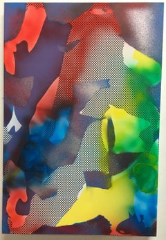 Zeke Williams, Tournament Fighters, inkjet and acrylic abstract wall painting
