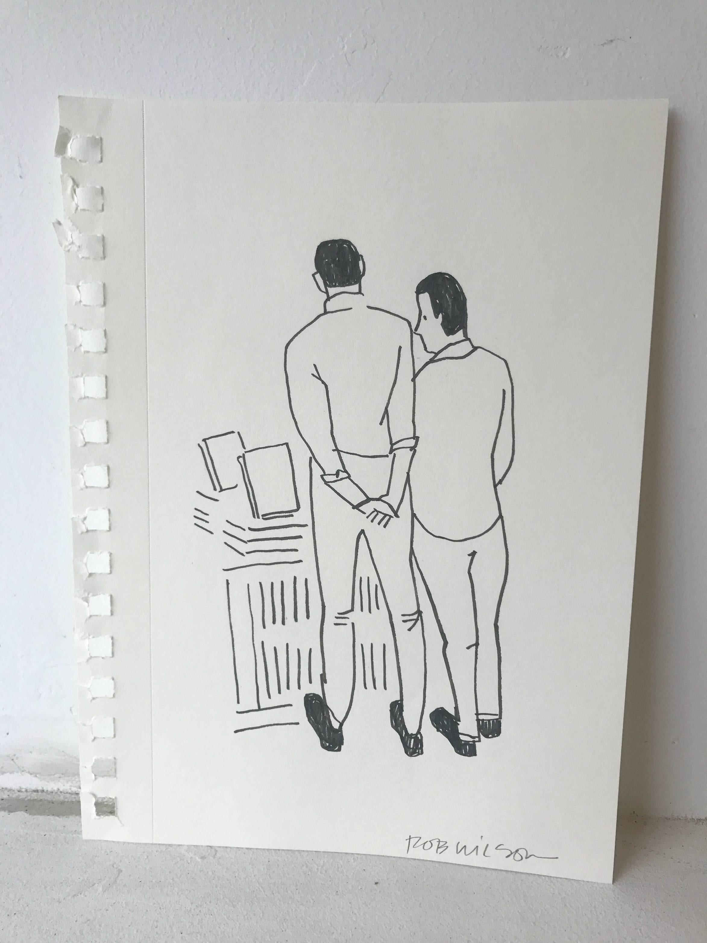 Nationally published illustrator Rob Wilson frequents Strand Bookstore in New York, where he snaps other shoppers that catch his eye and then captures them in one of a kind drawings in the pages of his sketchbook. These signed ink on paper drawings