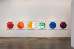 Rene Trevino, Renaming the Constellations, Blue, framed acrylic painting