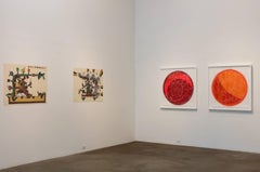 Rene Trevino, Renaming the Constellations, Orange, framed acrylic painting