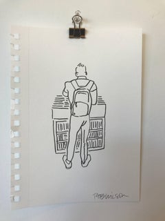 Rob Wilson, Strand Bookstore, signed unique drawing unframed art