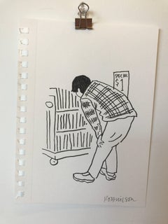 Rob Wilson, Strand Bookstore, signed unique drawing unframed art