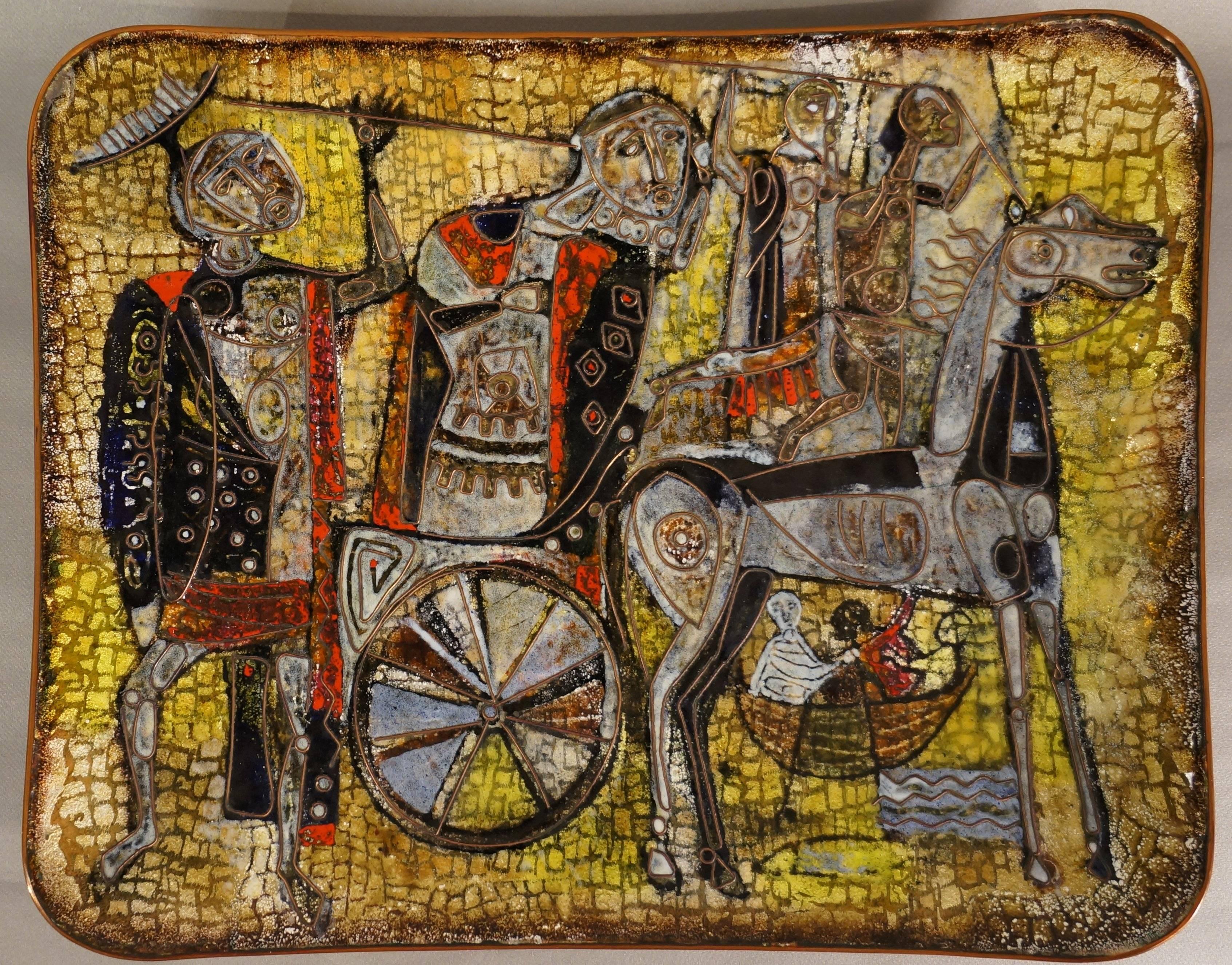 The chariot, 1950 - enamels on copper, 40x30x3 cm. - Art by Unknown