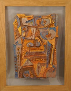 Composition abstraite en papier mâché, 1950-60 - mache en papier, 83x65x4 cm, encadrée