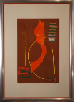 Abstract composition L1, 1940-50 - lithograph, 108x78 cm, framed