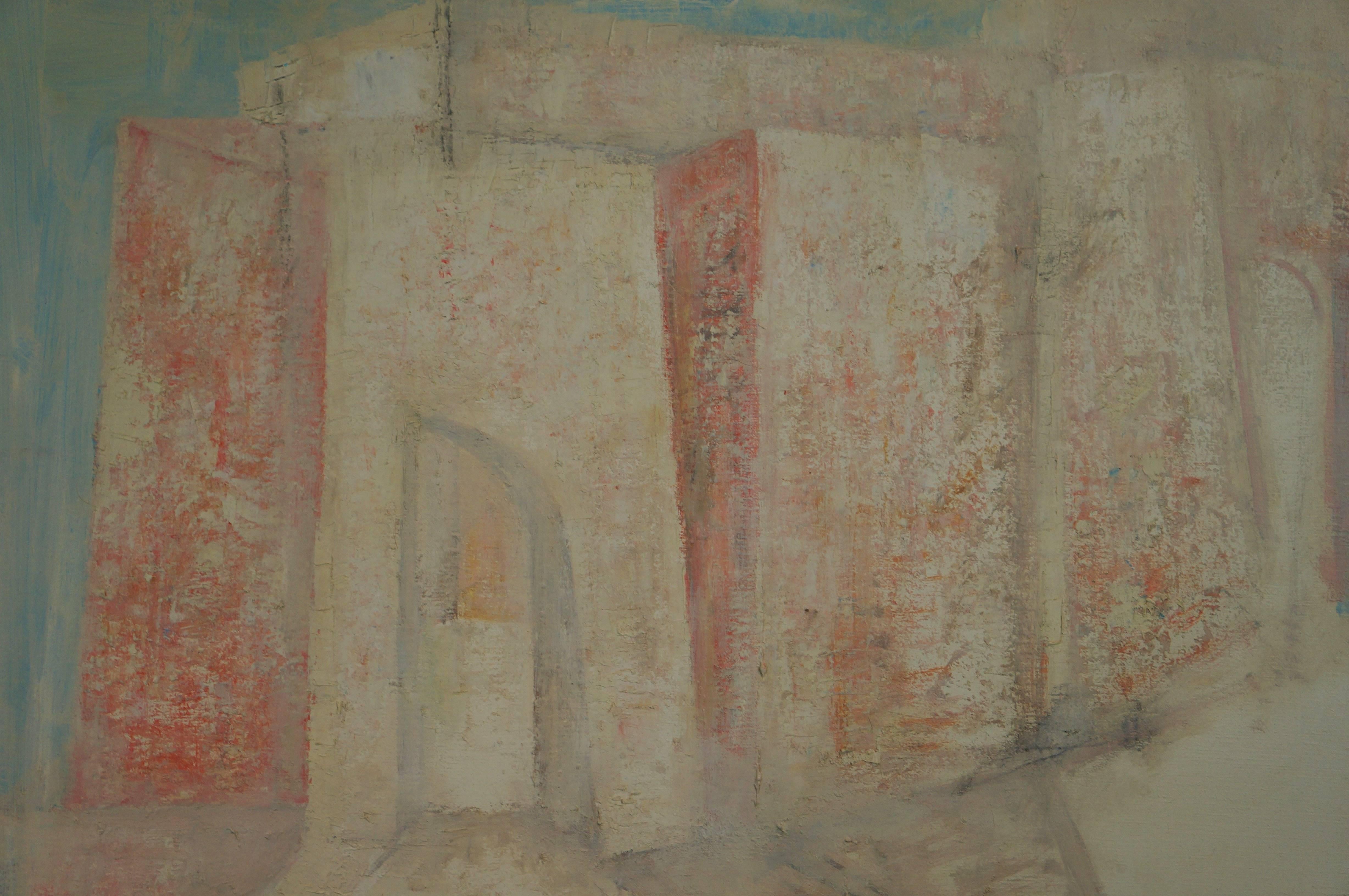 Abstract Painting di Raymond Dauphin - Composizione astratta D2, 1950-55 - pittura a olio, 73x92 cm