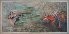 Tigers, 1960-70 - oil paint, 110x220 cm, framed