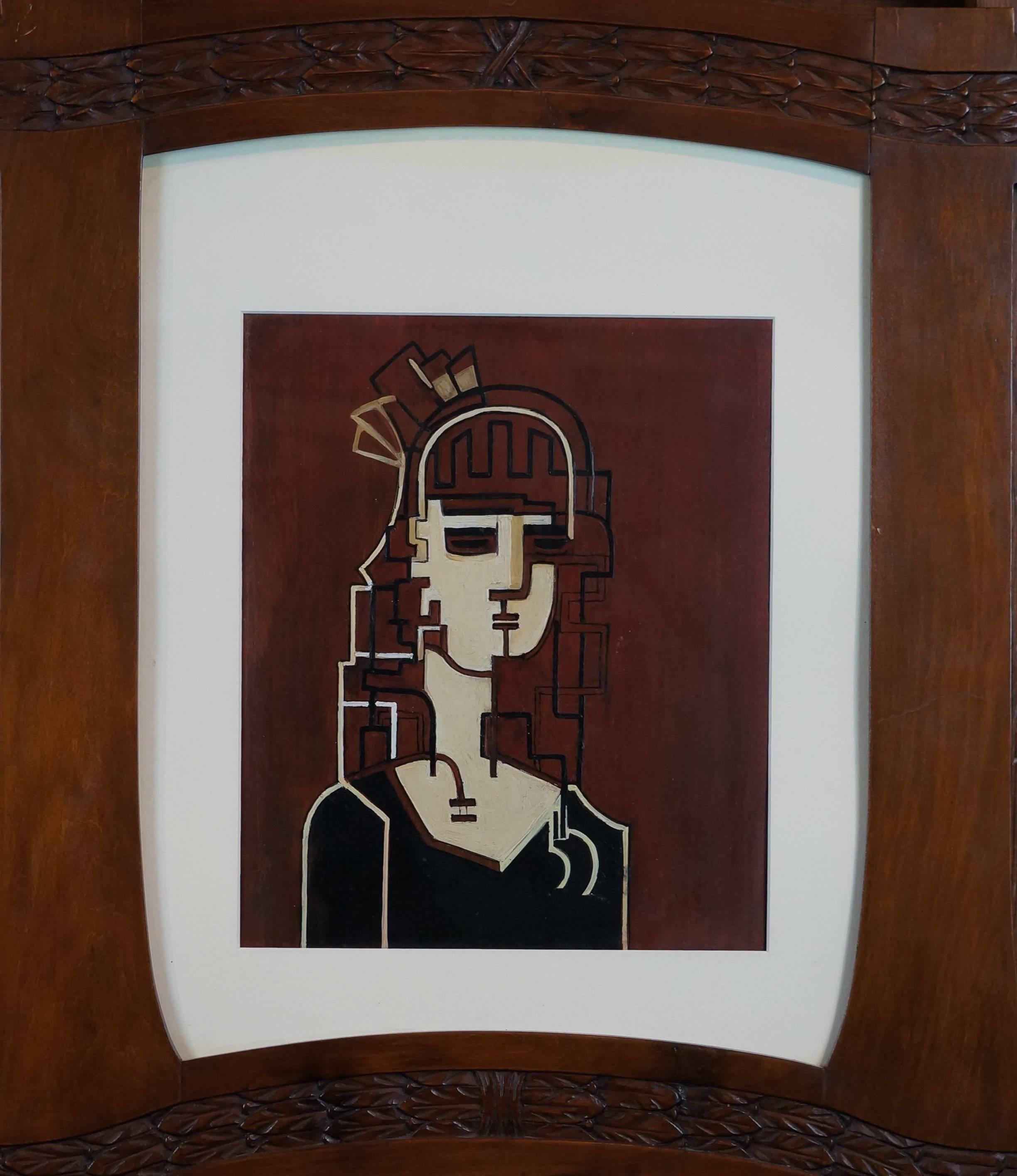 Natalia Gontcharova Abstract Painting - Espagnole, 1916-17 - oil paint, 35x29 cm, signed, framed
