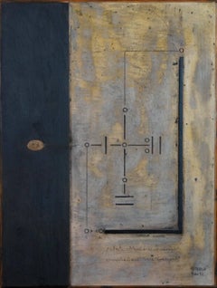 Composition abstraite PIII, 1992 - techniques mixtes, 82 x61 cm, encadrée